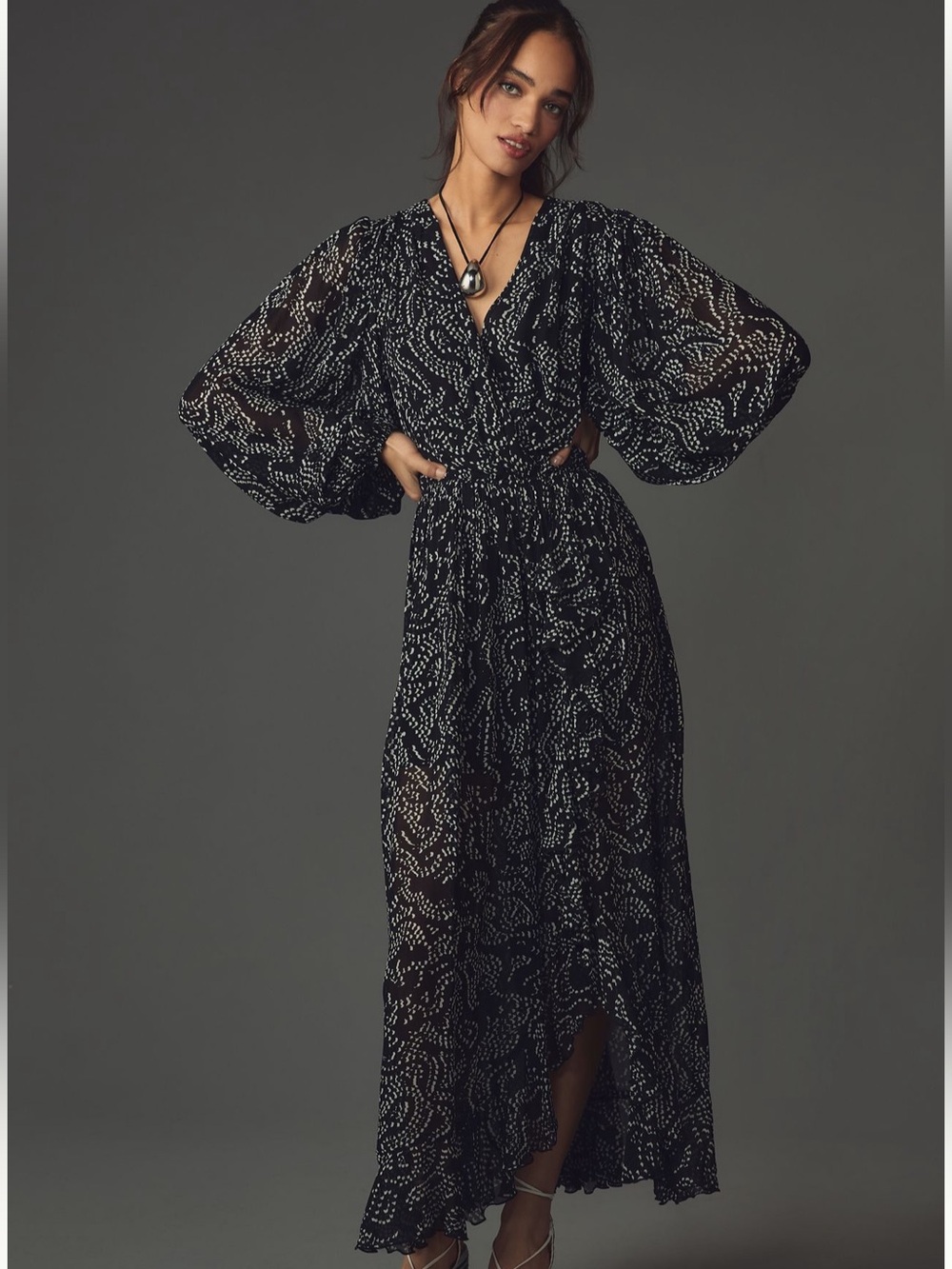 Payal Jain Sheer Faux Wrap Dress - Black 🖤 Anthropologie